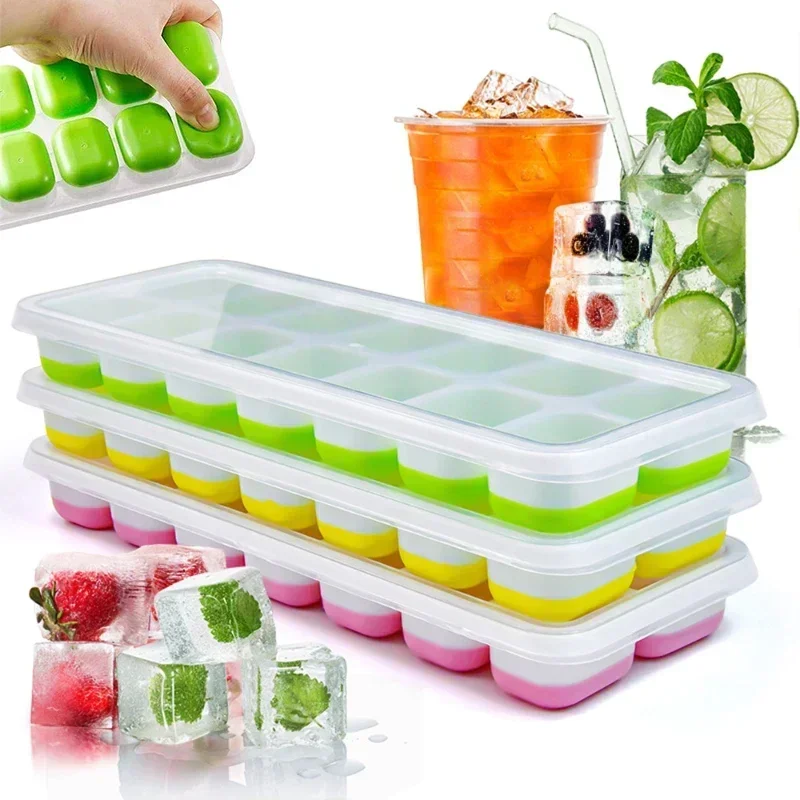 14 Grid Ice Cube Tray Silicone Mold Square Ice Cube Tray Mold Ice Cube Maker Non-toxic Durable Bar Pub Wine Ice Blocks Maker.