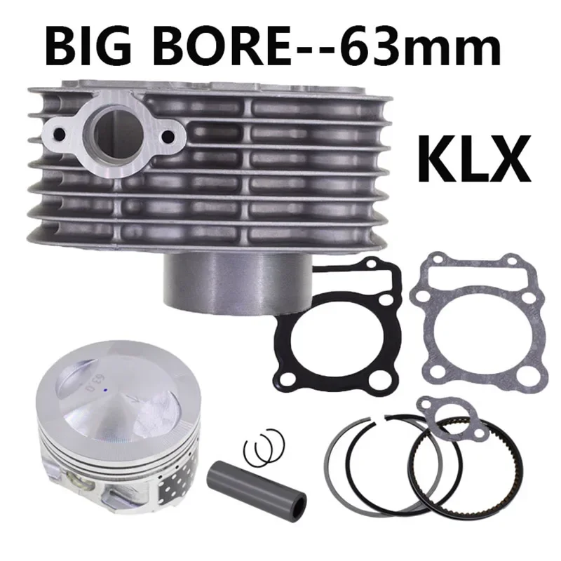 

Motorcycle 63mm Big Bore Cylinder 14mm PistonPin Gasket Rebuild Kit for Kawasaki KLX150L D-Tracker150 Modification and Expansion