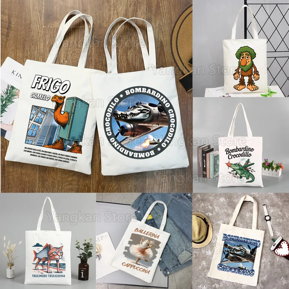 

Italian Brainrot Shopping Bag Tralalero Tralala Handbag Tung Tung Sahur Brr Brr Patapim Bombardiro Crocodilo Shopping Bag