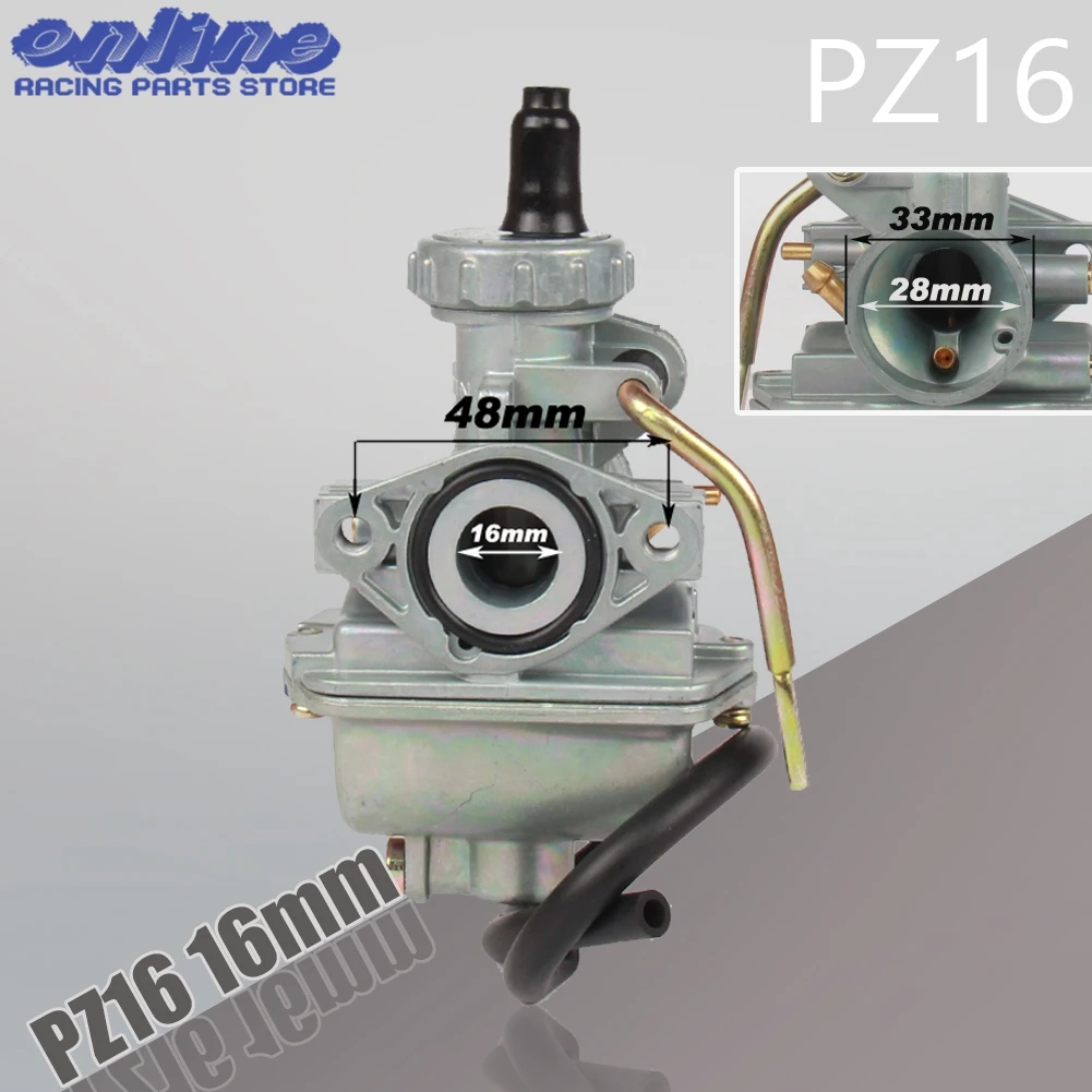 PZ16 Carb 16mm Carburetor  For 50cc 70cc 90cc 110cc Engine Dirt Pit Trail Motor Bike Go Kart ATV Quad