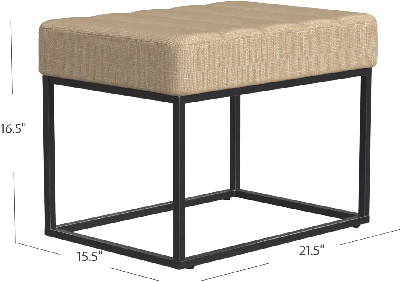 

Theodore Channel Tufted Small Ottoman -Light Tan Textured Solid
