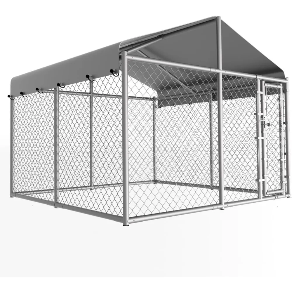 

10 x 10 x 6 ft Outside Dog Kennel Large with Roof, Enclosure with Roof, Outdoor Heavy Duty Dog Run Pens House Pet Playpen