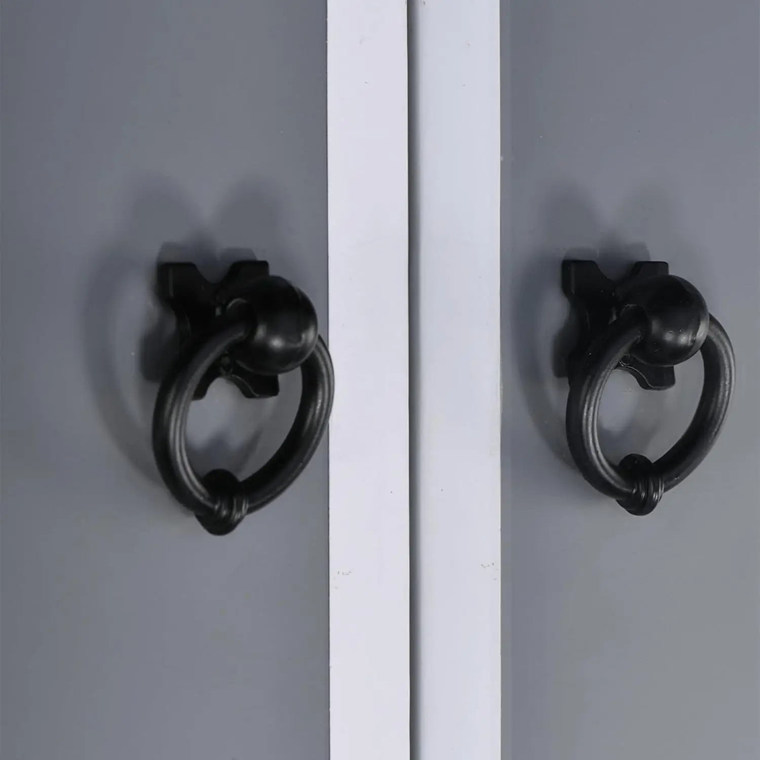 10pcs/set Black Ring Knob w/screw Single Hole Round Metal Handle Retro Decor Pull 33.40mm Kitchen Cabinet Dresser Drawer Door