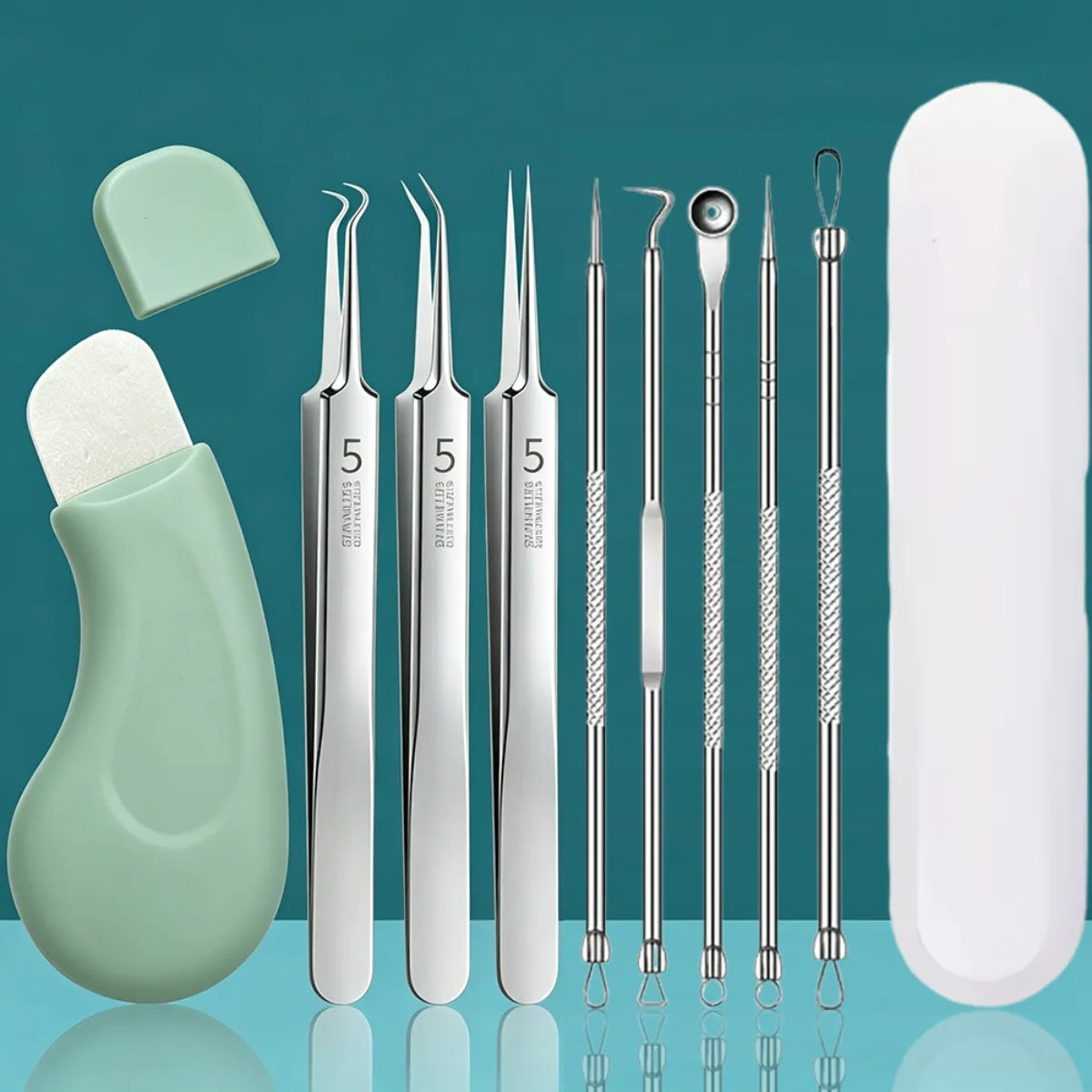 1/3/5/8/9pcs Blackhead Scraper, Blackhead Cleaning Tool Set, Portable Case with Cleaning Tools, Suitable for All Skin Types