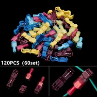 120PCS T Tap Electrical Connectors Quick Wire Splice Taps Insulated Male Quick Disconnect Terminals