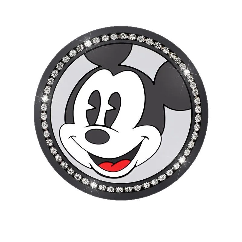 Disney Mickey Minnie Mouse Artificial Diamond Studded Coaster Cartoon Multifunctional in-vehicle Fashion Non-slip Mat Cute Gifts