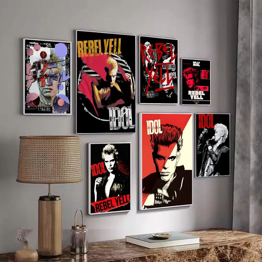Singer Music Pop Album B-Billy I-Idol Poster Decorative Wall Art Stickers Mural Photo Print for Home Living Room Hallway Decor