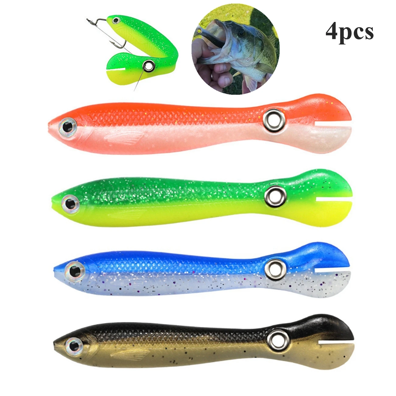 

4pcs Soft Bionic Loach Durability Fishing Lure Creative Realistic Dying Bounce for Bass Mandarin Fish Saltwater Freshwater