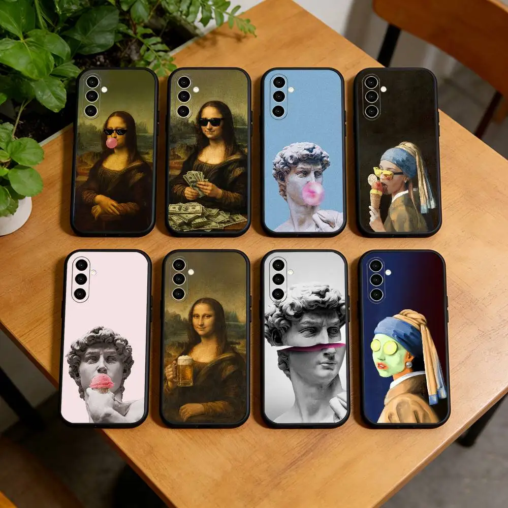 

Aesthetic Funny David Mona Lisa-a Phone Case For Samsung Galaxy A73,A72,A71,A70,A53,A52,A51,Soft Silicone Black Cover