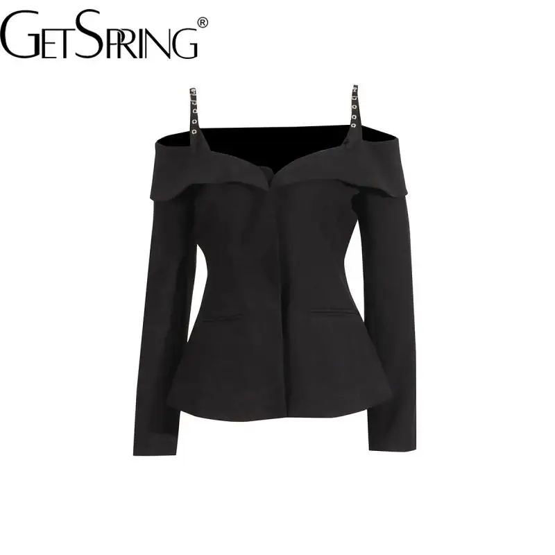 Tannt Women Blazer 2025 ฤดูใบไม้ผลิแขนยาวปิดไหล่สุภาพสตรีสีดํา Blazer Coat แฟชั่นทั้งหมดผู้หญิง Slim เสื้อสูท
