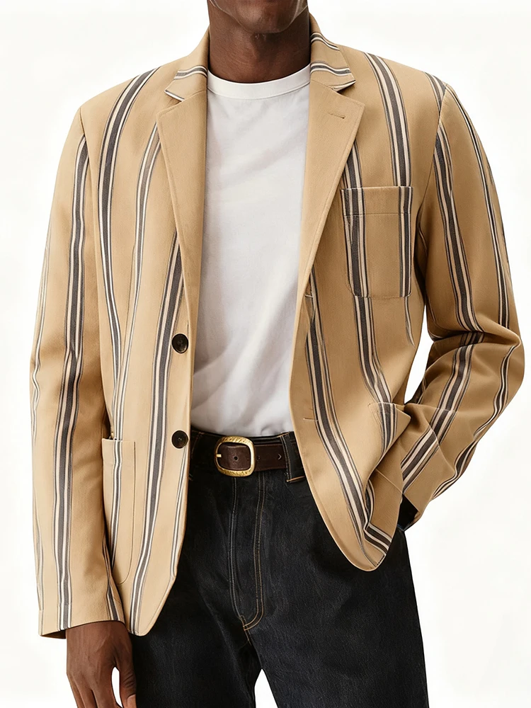 أنيق ليوبارد الطباعة جاكيتات رجالي ربيع الخريف Vintage زرر التلبيب السترة سترة معطف الرجال Vintage سليم صالح سترة القمم