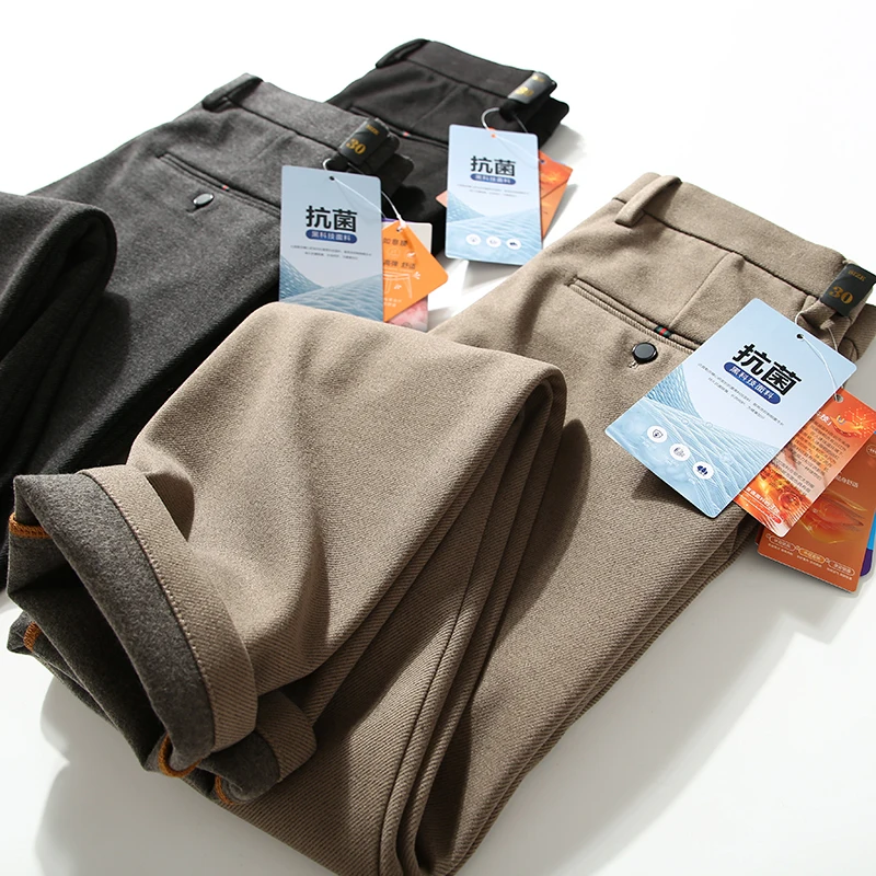 

Ощутите мою намеренность! Мужские теплые брюки прямого кроя для осени и зимы, приятные к коже, новые, повседневные, длинные