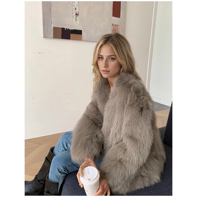 Luxury Faux Fur Maxi Coat Chic Open Front Stand‑collar Long Sleeve Oversized Outerwear Winter Women Fashion Autumn Warm 2026 New