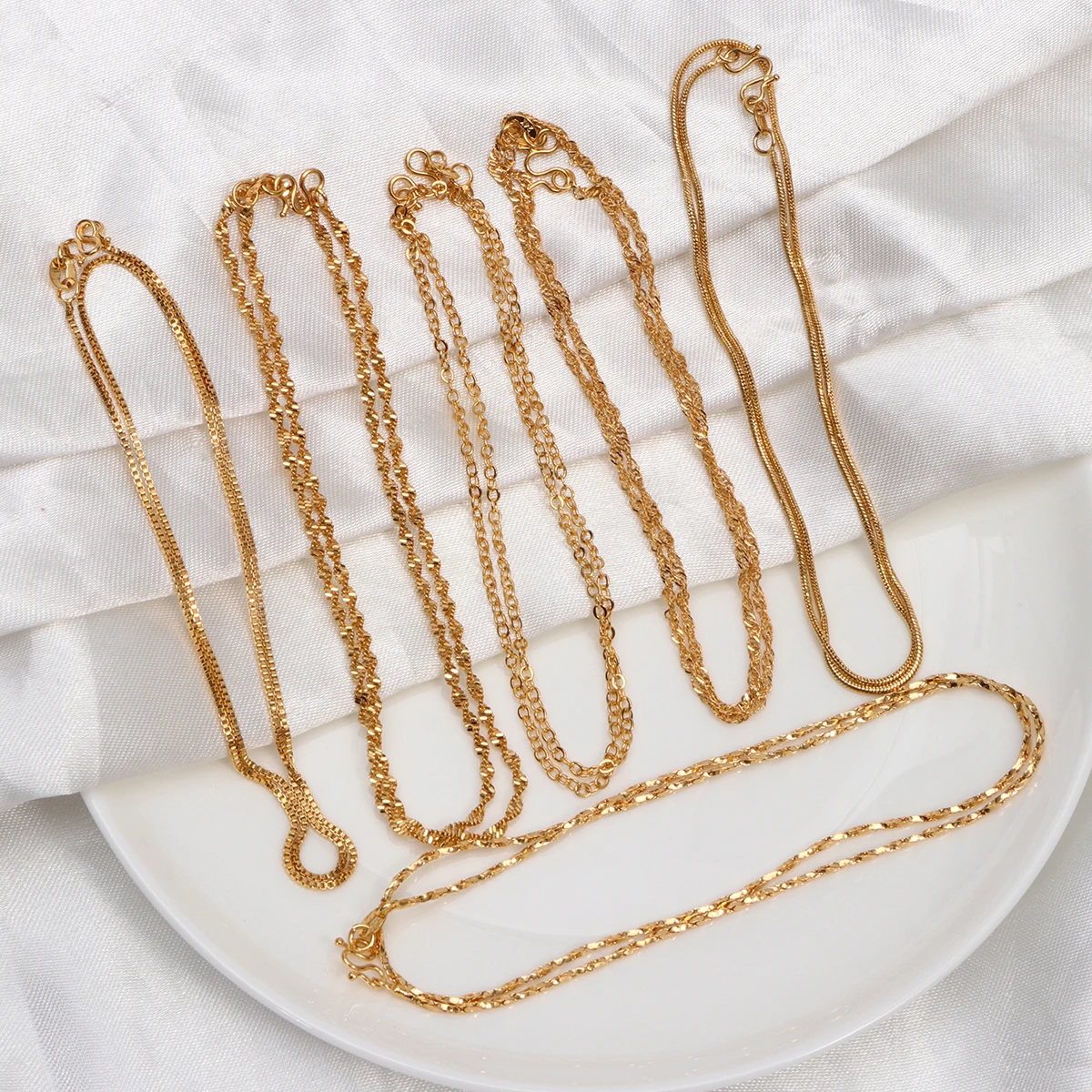 

6pcs Golden Metal Chains Women Necklace Jewelry Making Fashion Craft Diy Durable Oxidation Resistant Gift Birthday Wedding