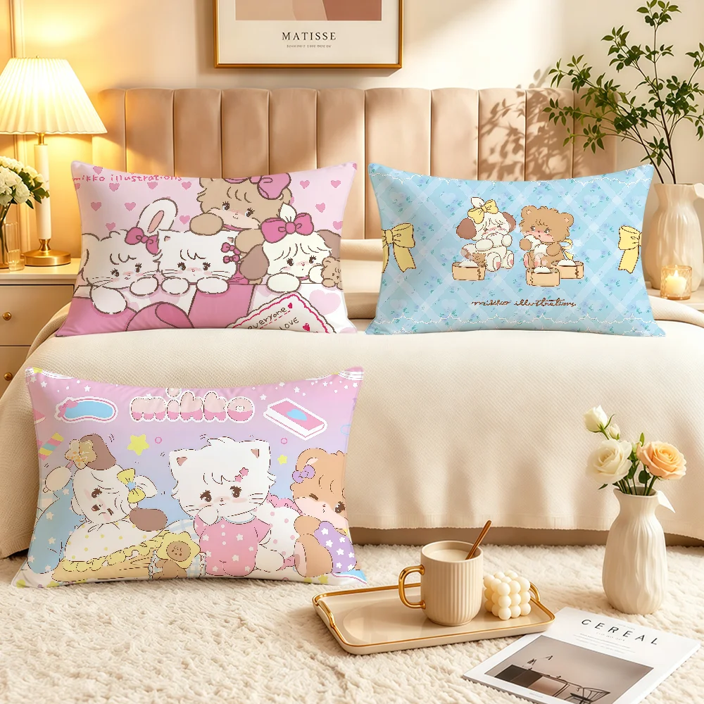 M-mikko Cute Anime Cat Cushion Cover Soft Rectangle Pillowcover Home Sofa Living Room Decor Dorm Bedside Hogar Pillowcase Gift