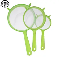 3pcs Plastic Fine Mesh Scoop Strainer Juice Tea Strainer Flour Colander Sieve Sifter Pastry Baking Tools Kitchen Accessories