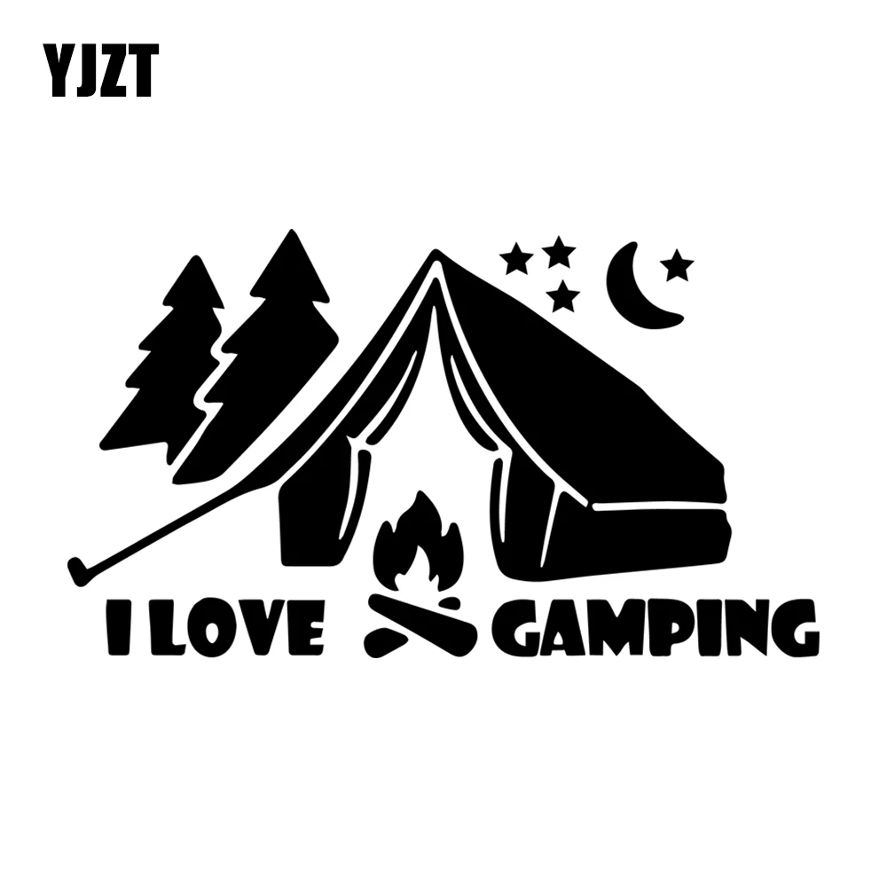 YJZT 15.2*8.5cm I Love Camping Tent Waterproof Vinyl Decals Body Windows Decor Car Stickers