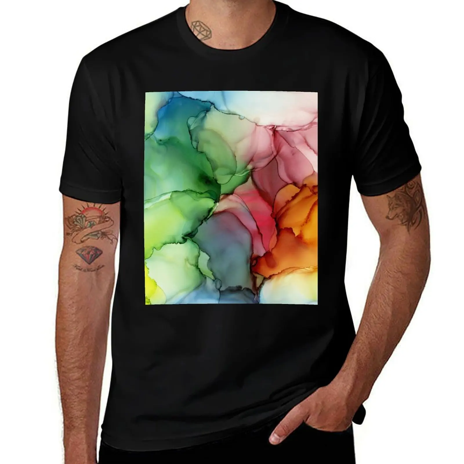 

Stormy Spectrum Abstract Rainbow Painting T-Shirt t shirts for man graphic tees printed t shirts for man T-shirt