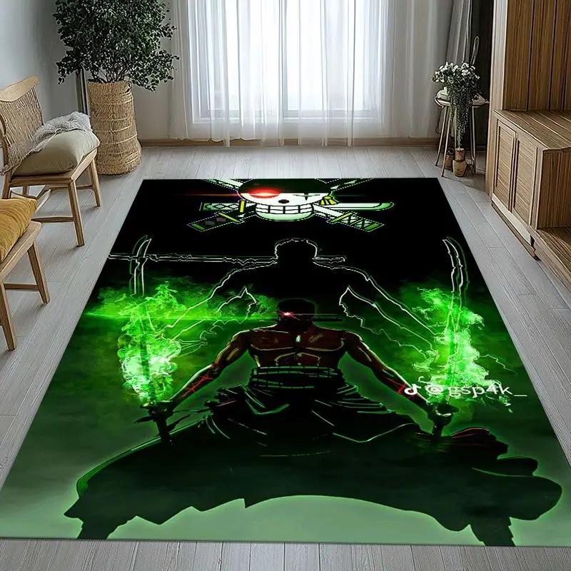 Anime Zoro One P-Piece Straw Hat Pirates Soft Non-Slip Area Rug for Living Room,Bedroom Playroom Carpet Mat for Sofa,Home Decor