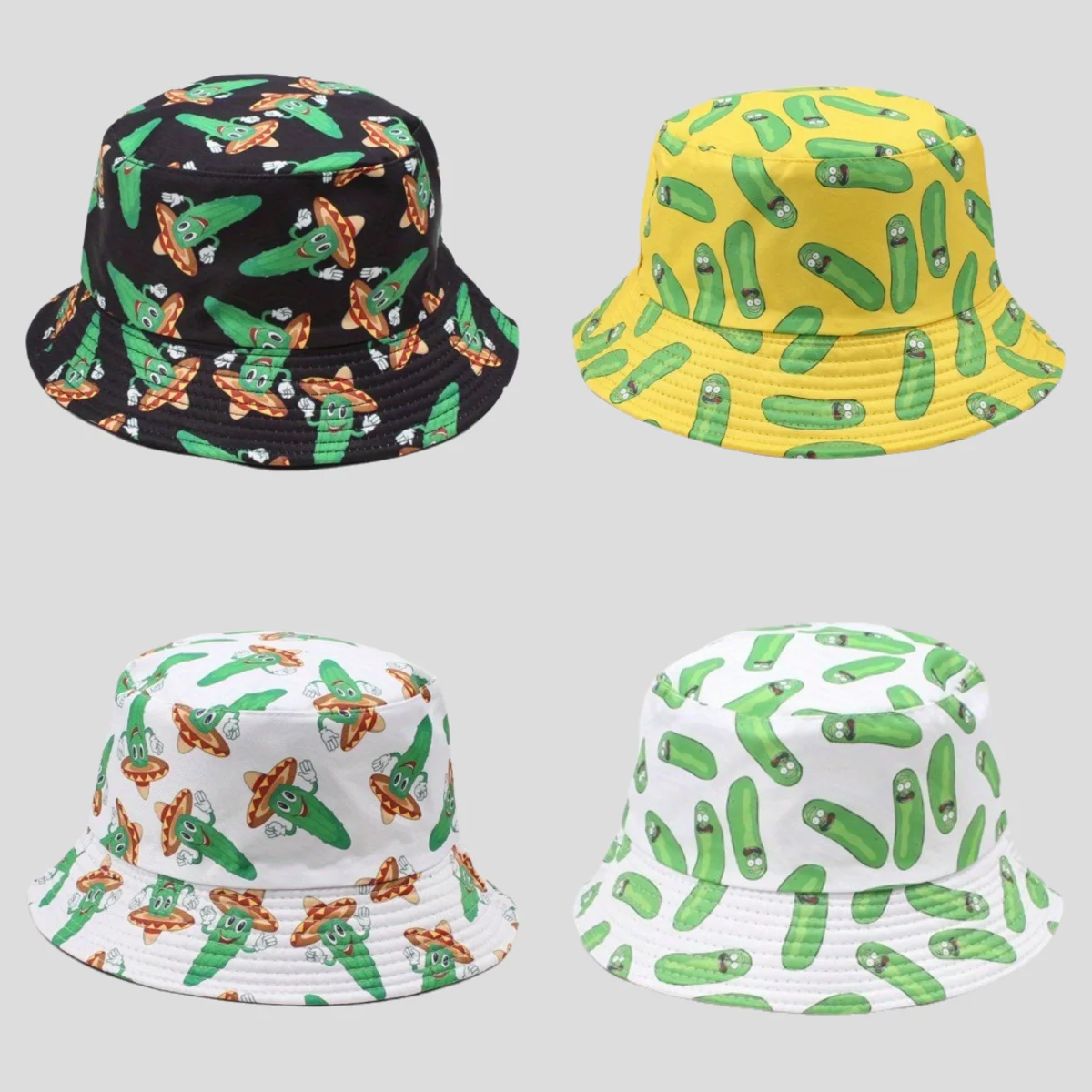 

Banana Cucumber Printed Fisherman Hat Fashion Leisure Reversible Basin Bucket Hat Outdoor Cycling Travel Sun Hat