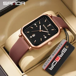 SANDA 1134  New Silicone Quartz Men's and Women's sports Watch Fashionable and Minimalist Bar Nail Calendar Waterproof Watch