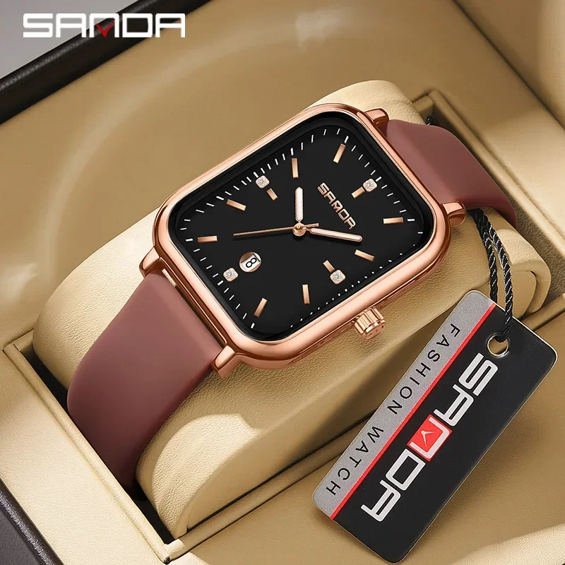 SANDA 1134  New Silicone Quartz Men's and Women's sports Watch Fashionable and Minimalist Bar Nail Calendar Waterproof Watch