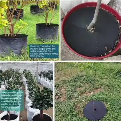 5 Stück Vliesstoff-Baummulchringe Unkrautbekämpfungsmatte Landschaftsgewebe Anti-Gras-Wurzelschutzbarriere Gartenpflanzenabdeckung 15-82cm – Detail 3