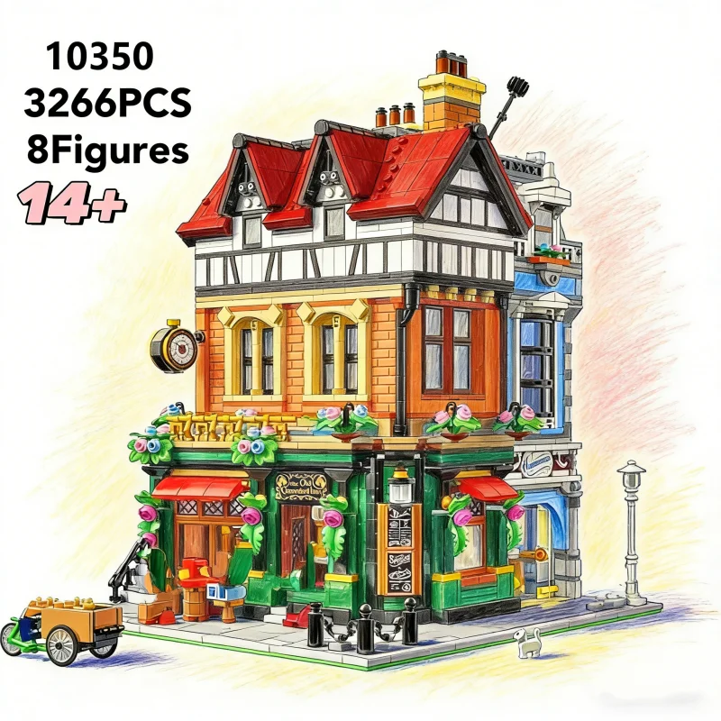 

10350 строительные угловые строительные блоки на день рождения, британская улица, 3266 шт., кирпичные детские развивающие игрушки