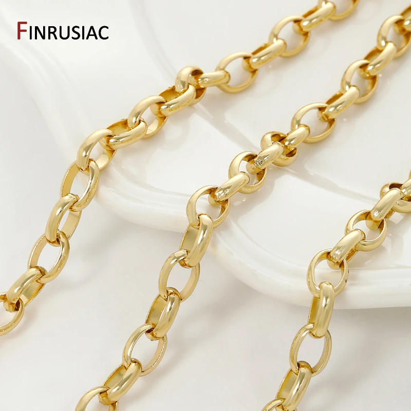 18K Gold Plated Brass Oval Chain for Jewelry Making,7*10mm Large Heavy Chunky Chain For DIY Necklace Bracelet Making Findings