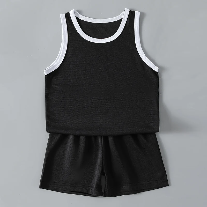 2 قطعة الصبي بلون الرياضة التجفيف السريع سترة دعوى الأطفال تشغيل كرة السلة كرة القدم تنفس جيرسي مهرج اللون قصيرة #3