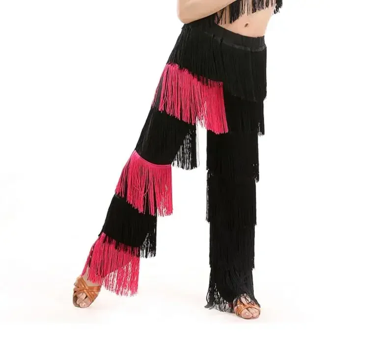 Pantalon de danse latine à franges pour filles, salsa, salle de Rh, salle de Rhadulte, robe en ylène, samba, soiauté, 303