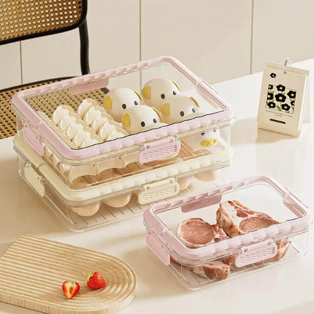 2/4/8 Grids Divided Serving Tray Plastic Fresh-keeping Food Storage Box with Lid and Handle Reusable Candy Organizer for Home