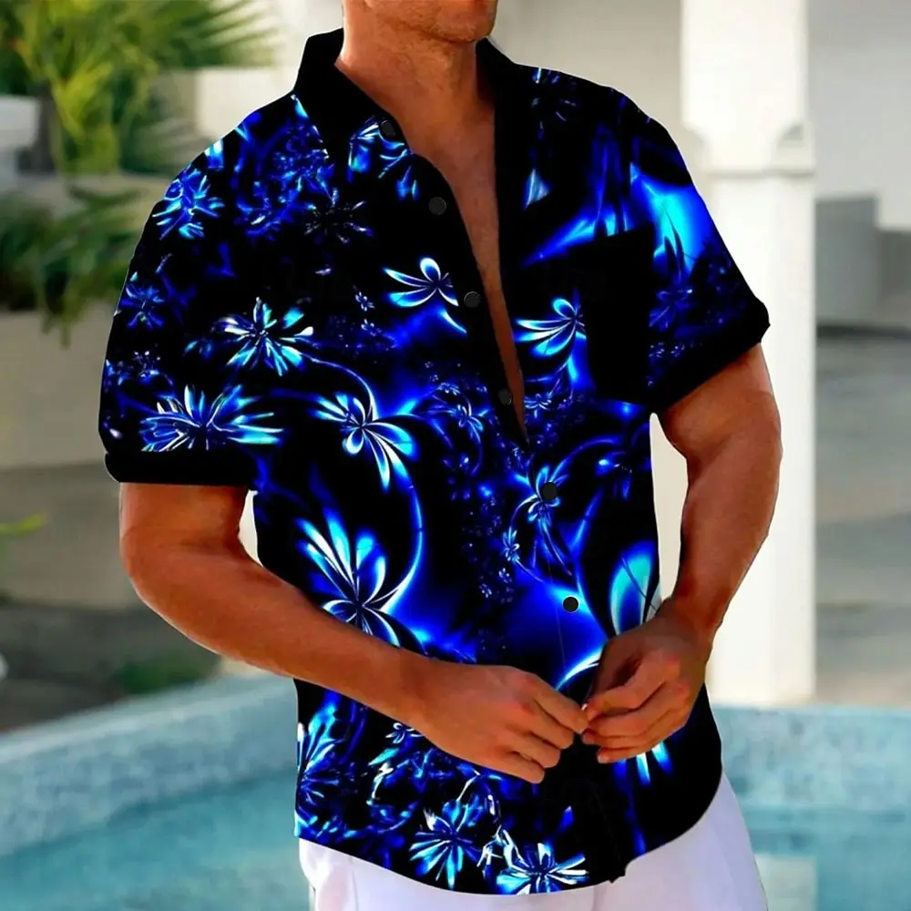 Fashion New Mens Summer Hawaiian Shirt Vibrant Graffiti Art 3d Print Shirt Short Sleeve Casual Beach Shirts Vintage Blouse Women