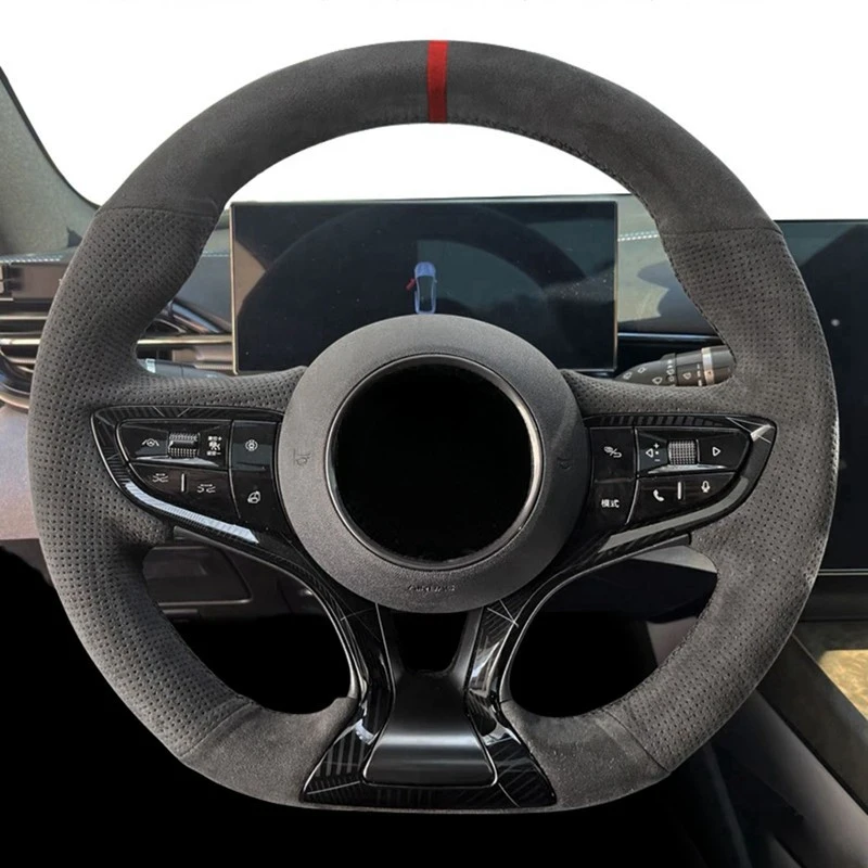 Hand Sewing  Non-Slip Suede Genuine Leather Braid Car Steering Wheel Cover For BYD Seal YUAN Plus 2018-2023 Car Accessories