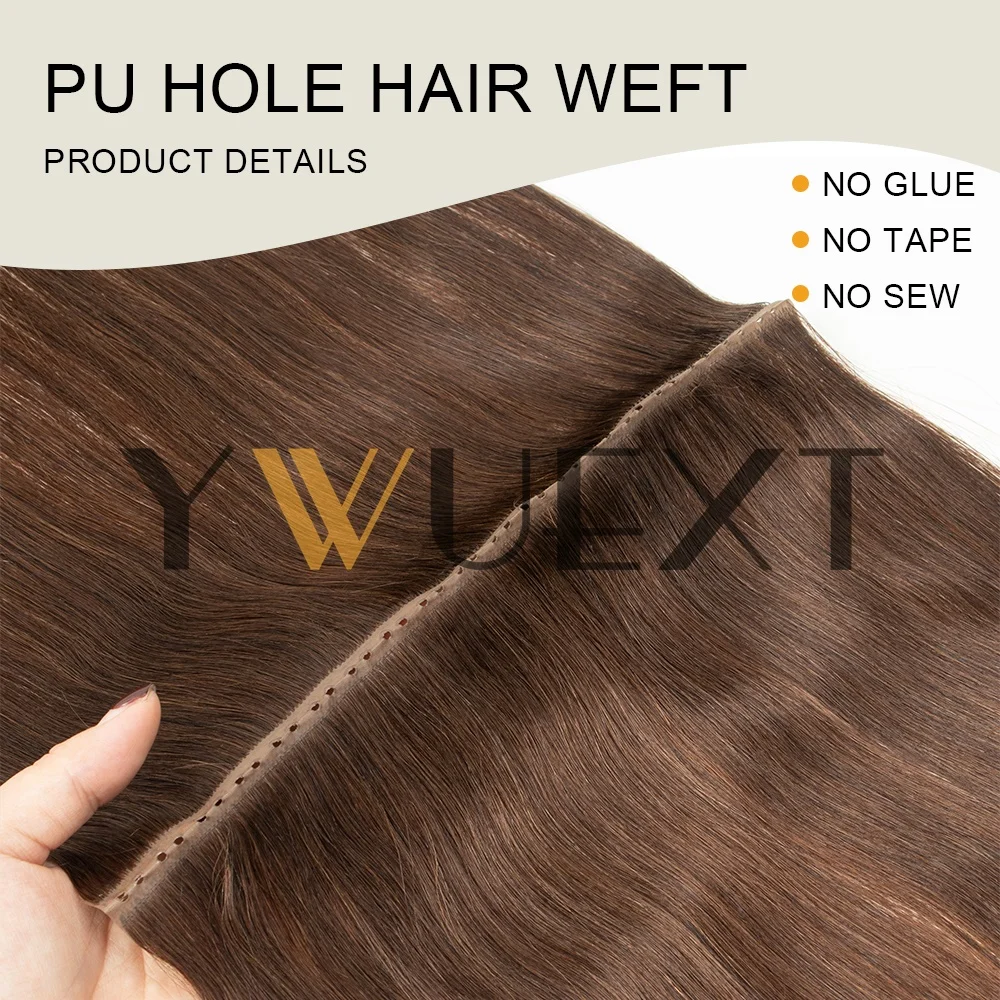 12''-24'' Double Inject XO Hole Weft Human Hair Extensions 40-50G Invisible Twin Tab Weft Hair Pull Through Micro Hair for Women