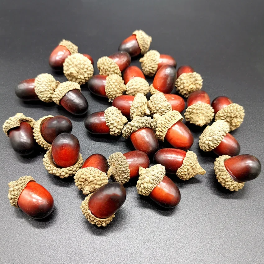 20Pcs/lot 3cm Mini Realistic Artificial Acorn Oak Nut Simulation Pine Cones Fake Fruit Ornament Christmas Home Decor Xmas Bauble