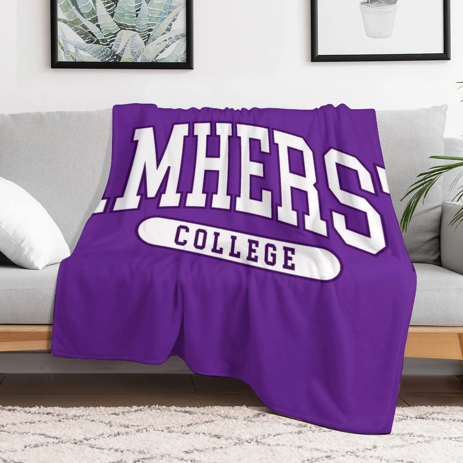amherst - college font curved Throw Blanket Warm Plush Fuzzy Blanket for Living Room