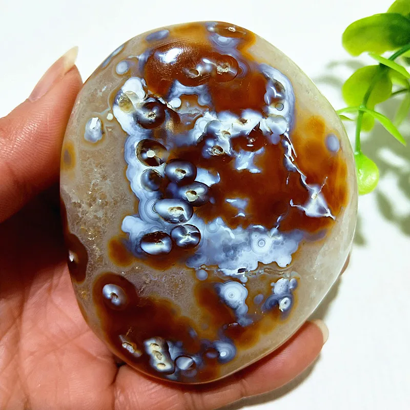 Natural Stone Lace Flower Agate Yanyuan Crsytal Palm Stones Meditation Spiritual Healing Feng Shui Gem Room Decoration