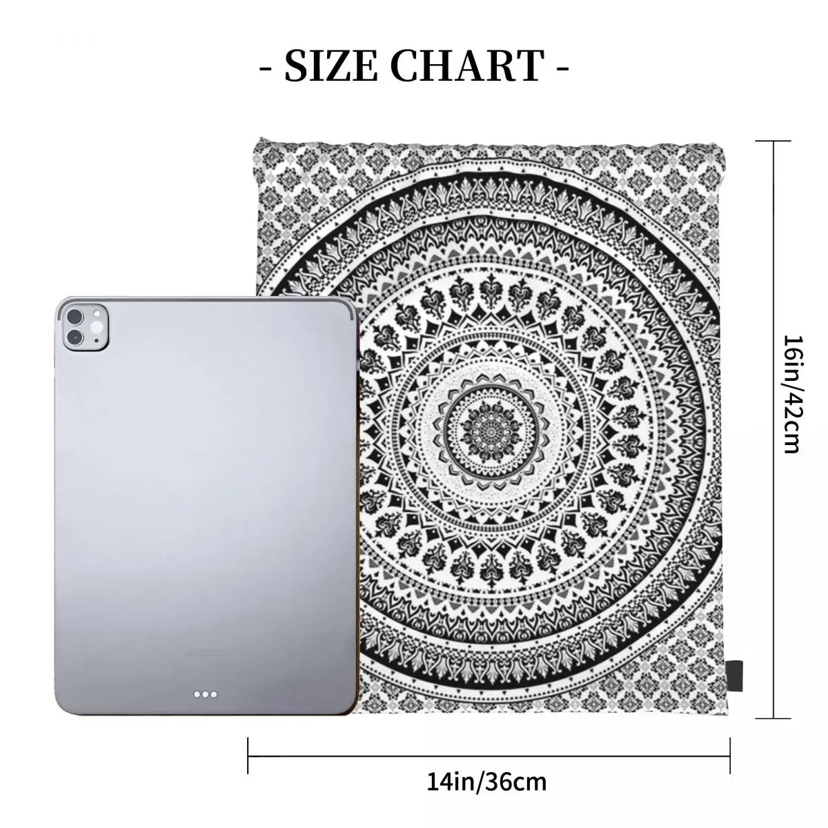 Mandala Monochrome Rugzakken Multifunctionele Trekkoord Tassen Met Trekkoord Bundel Zakschoenen Boekentas Voor Reisstudenten