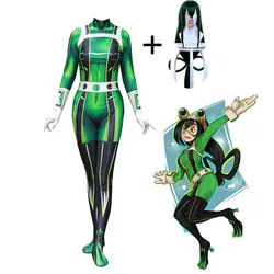 My Hero Academia Froppy Tsuyu Asui Costume Cosplay Spandex Zentai Suit donna ragazze body Halloween adulti Costume e parrucche