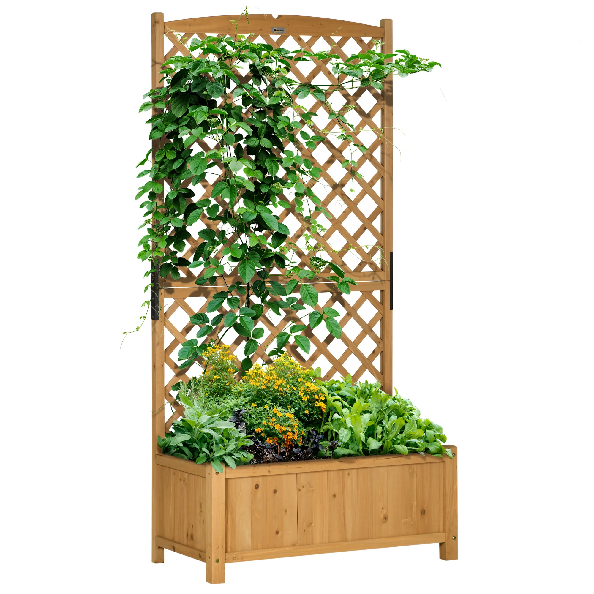 Outsunny garden Arriate with trellis planter lattice planter with climbing stand crops plants flowers for balcony 90x45x180cm