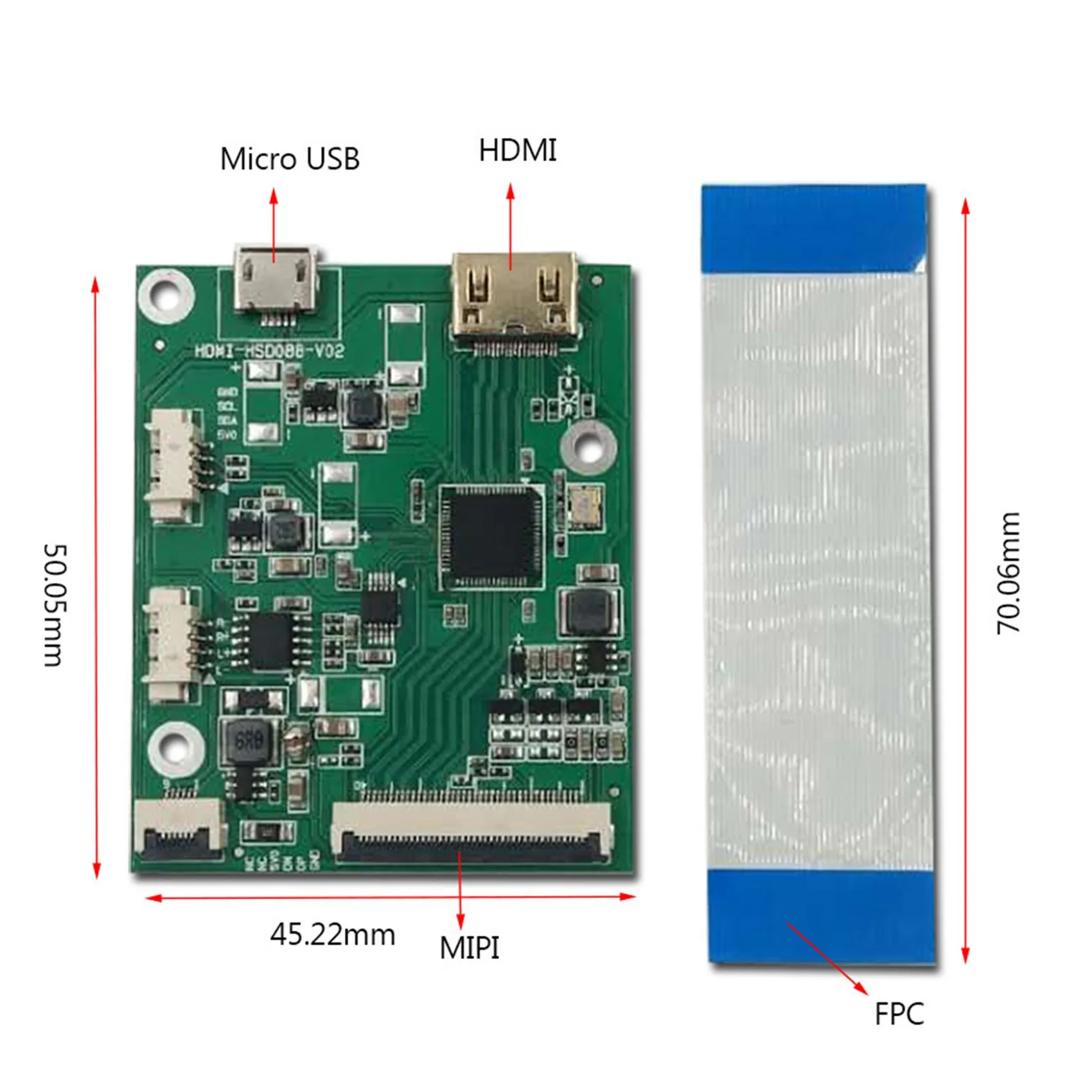 Imagem -02 - Display Lcd com Placa de Motorista Interface Mipi Resolução 1920x480 Barra de Brilho 600 88 Hsd088ipw1-a00