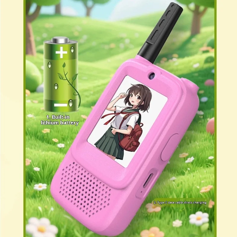 Appareil électronique ami vidéo talkie-walkie conception de dessin animé avec son clair facile à utiliser Parent-enfant conversation en temps réel