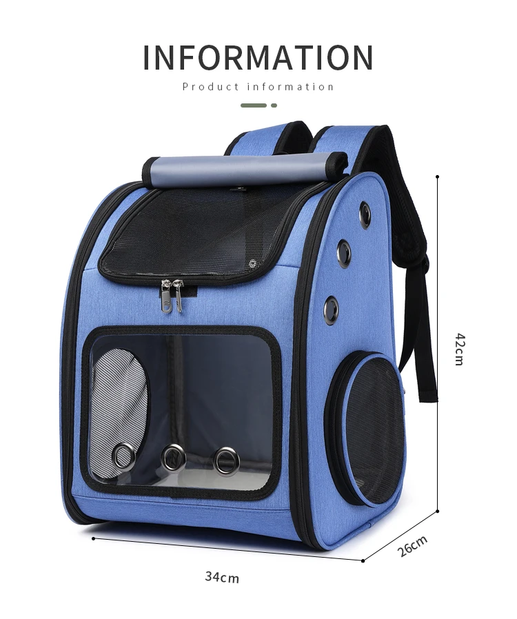 Pet Carrier Backpack Large Window Ventilated Design for Small Cats Dogs Buckle Support Collapsible Travel