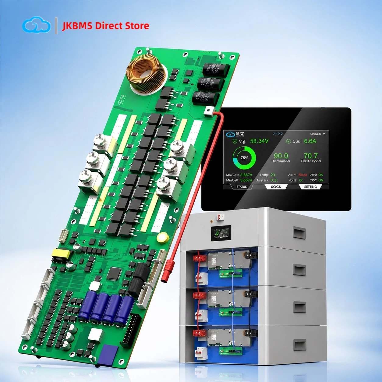 jkbms Inverter V19 JK-PB2A16S20P Active Balancer 2A 16S 48V LiFePO4 BMS Bluetooth Parallel Heating