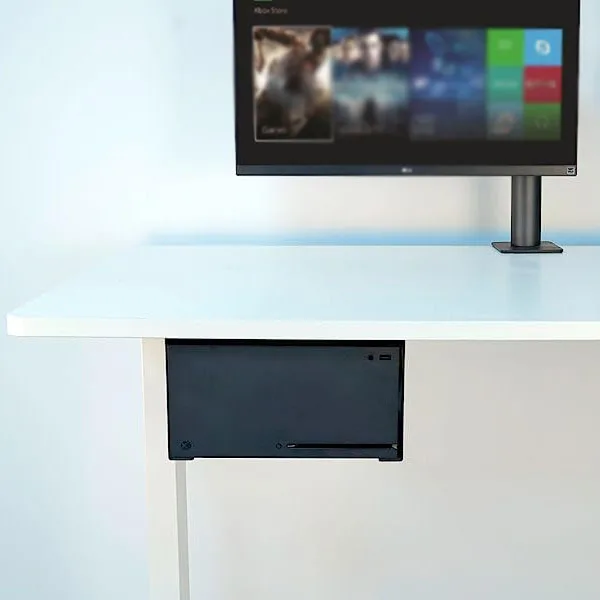 Under Desk Mount for Xbox Series X Heavy Duty Metal Hidden Bracket Under Desk Saves Space with Cooling Design and Soft Padding
