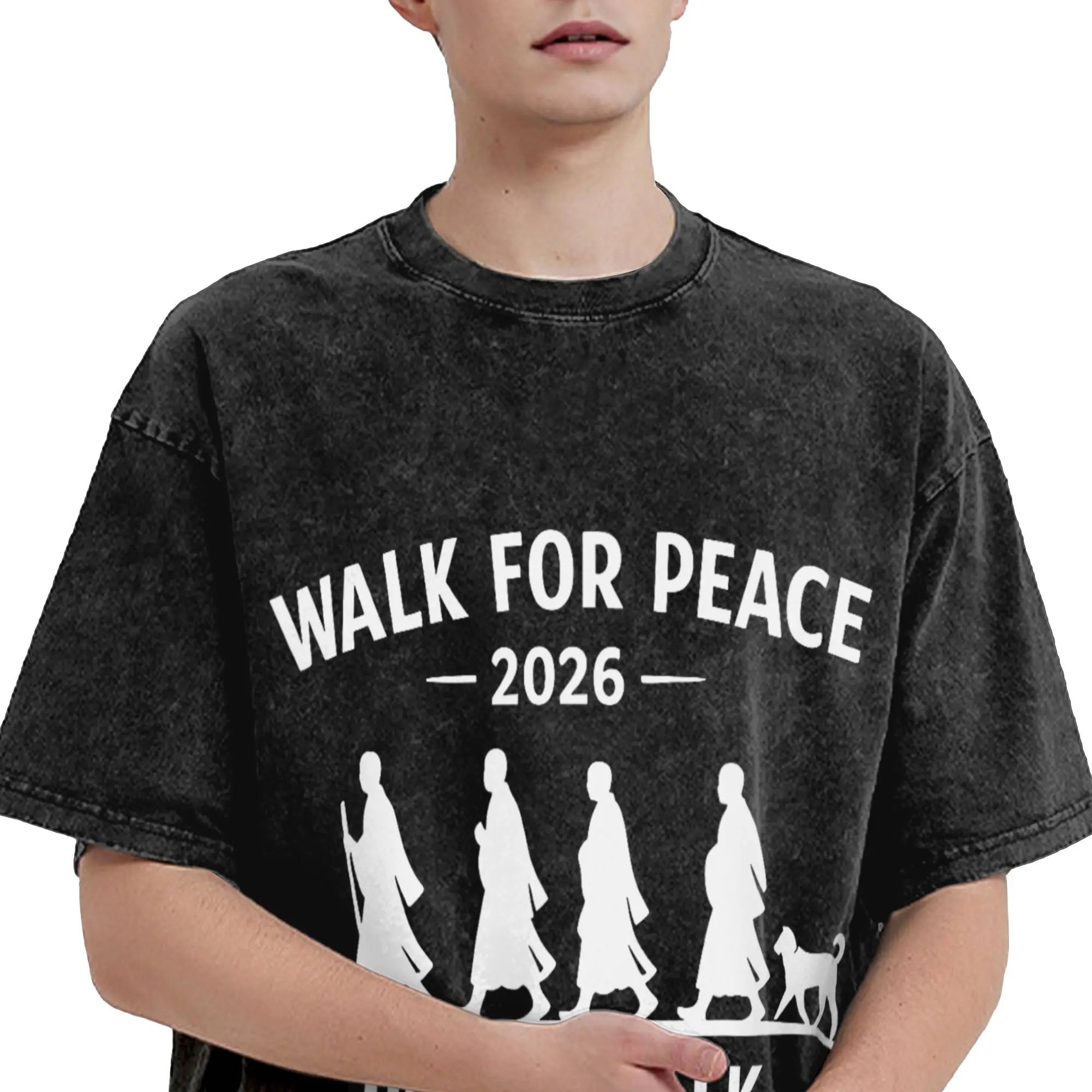 Men Peace Walking Monks T Shirts  Tees Summer Streetwear Short Sleeve T-Shirt O Neck Hip Hop Casual Tshirt Wholesale