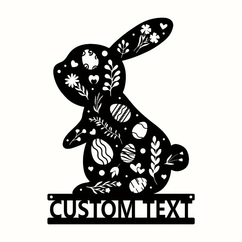 

Эксклюзивное настенное искусство металлического кролика на заказ. Текст - Персонализированный, Цветочный дизайн. Идеально подходит для спальни, гостиной, декора ко Дню святого Валентина.