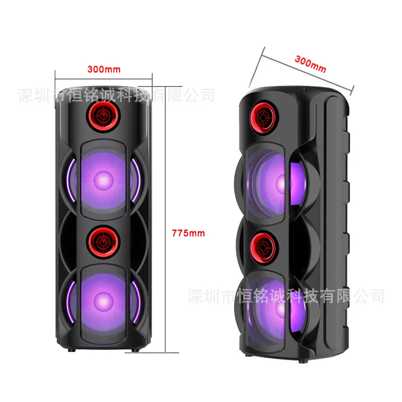 Outdoor Dual 8-inch Bluetooth Speaker Boombox For Square Dance Portable 360 Stereo Wireless Card Bass Speaker With Mic TF Card