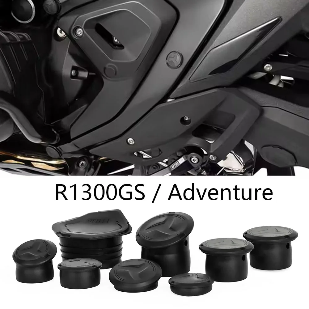 NEW Frame Caps For BMW R 1300 GS Adventure R1300GS R1300 GS ADV 2023-2025 Motorcycle Frame Hole Caps Cover Plug Black With Logo